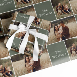 Modern Boho-jul | Fotokollage för grönt-familjen Presentpapper