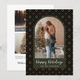 Modern Boho jul helgmönsterbåge Foto Julkort