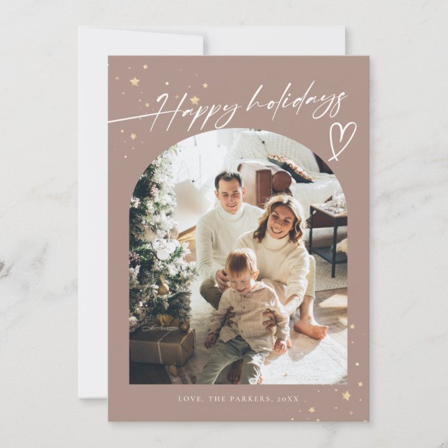 Modern Boho-julfamiljen Photo Collage Julkort (Framsida)