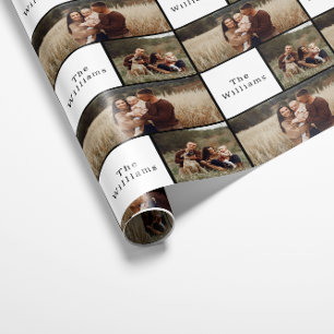 Modern Boho-julfamiljen Photo Collage Presentpapper