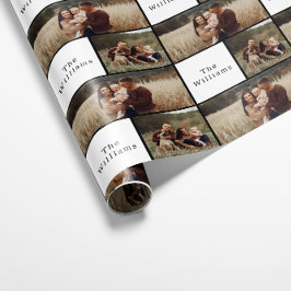 Modern Boho-julfamiljen Photo Collage Presentpapper