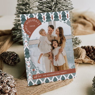 Modern Boho Julgran Photo Helgdag Card Inbjudningar