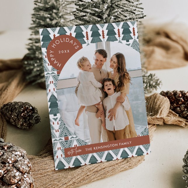 Modern Boho Julgran Photo Helgdag Card Inbjudningar (Skapare uppladdad)