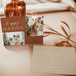 Modern Boho-jullkort, Boho Terracotta Inbjudningar