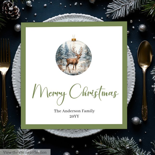 Modern Boho Julscen Botanisk Middag Pappersservett (Modern Boho Christmas Scene Botanical Dinner Napkins)