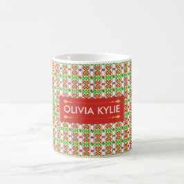 Modern Boho Korsstygns Sömlöst Folkpattern  Kaffemugg