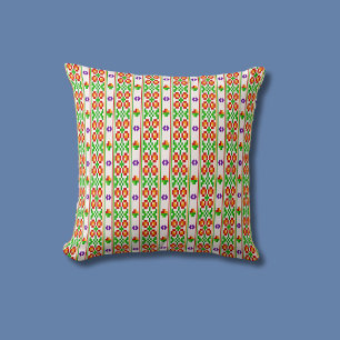 Modern Boho Korsstygns Sömlöst Folkpattern Kudde