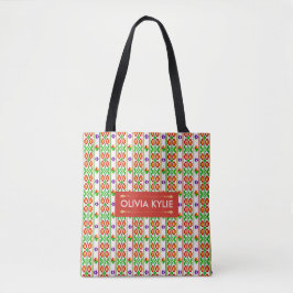 Modern Boho Korsstygns Sömlöst Folkpattern  Tygkasse