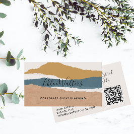 Modern Boho liggande med QR-kod Visitkort