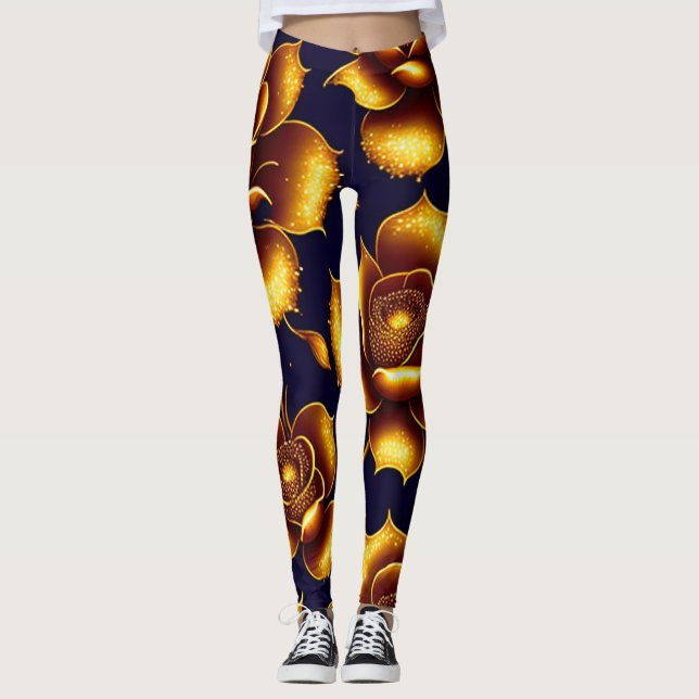 Modern Boho Luxury Guld Ro-samling Leggings (Framsida)