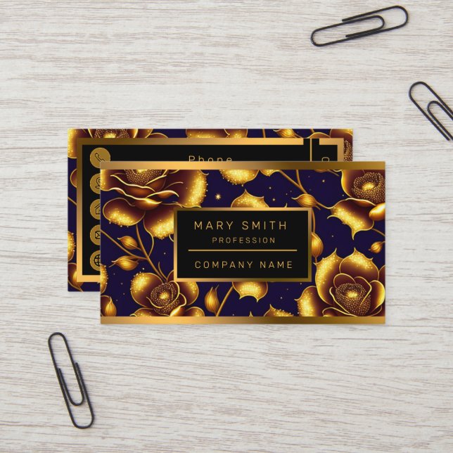 Modern Boho Luxury Guld Ro-samling Visitkort (Fram/Back In Situ)