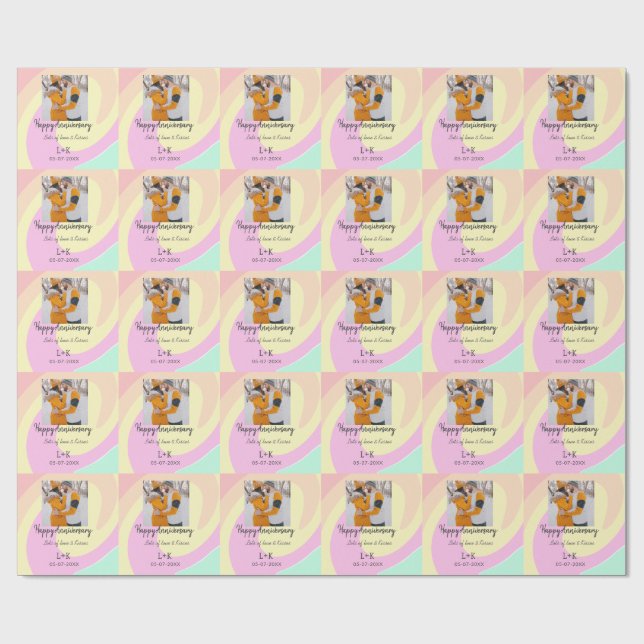 Modern boho lycklig-årsdagen lägger till namn-datu presentpapper (Platt)