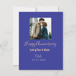 Modern boho lyckligt jubileum lägg till namn blå o vykort