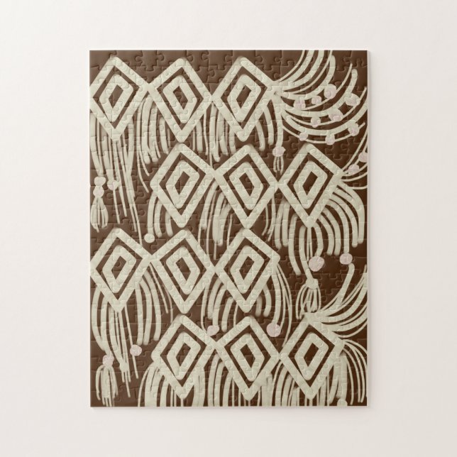 Modern Boho Macramétrådar Brun Pussel (Vertikal)
