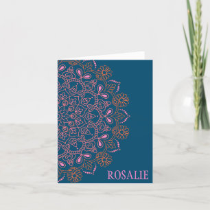 Modern Boho Mandala Medallion i Teal Personlig Tack Kort