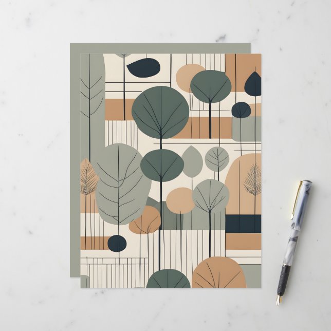 Modern Boho med Scrapbookpapper med Träd (Fram/Back In Situ)
