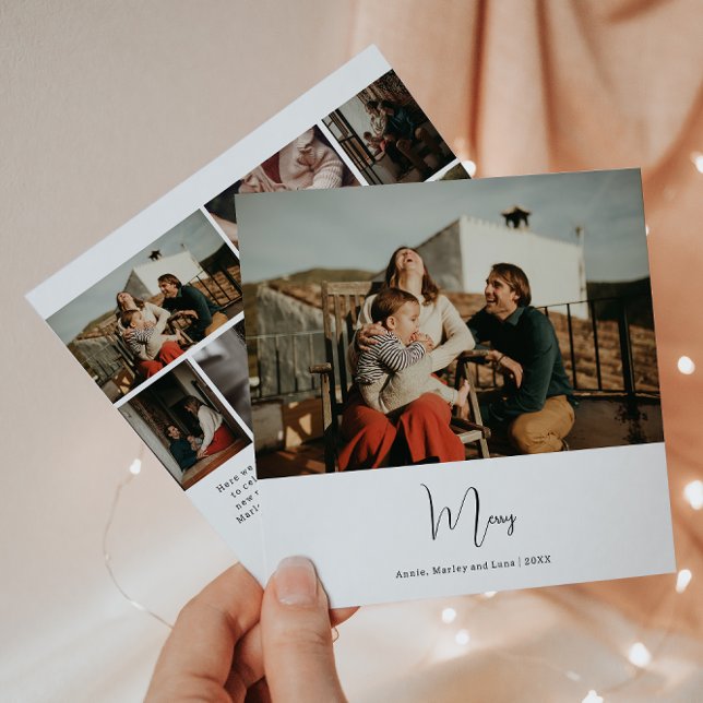 Modern Boho Merry Seven Photo jul Julkort (Skapare uppladdad)