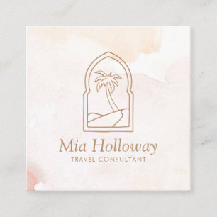 Modern Boho Minimal Handflatan Träd Fyrkantigt Visitkort