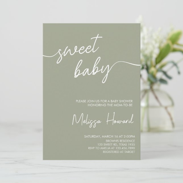 Modern Boho-minimalistisk könsuppehållande babystö Inbjudningar (Stående Fram)