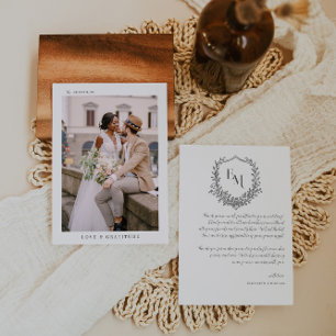 Modern Boho Monogram Foto Bröllop Tack Kort