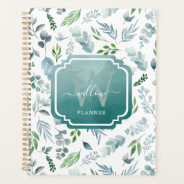 Modern Boho Monogram Greenery Eucalyptus Foliage