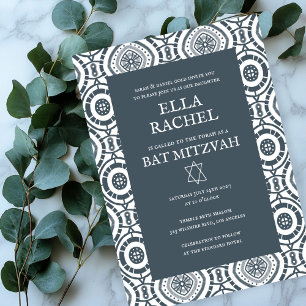 Modern Boho Mönster Anpassningsbar B'nai Fladdermu Inbjudningar