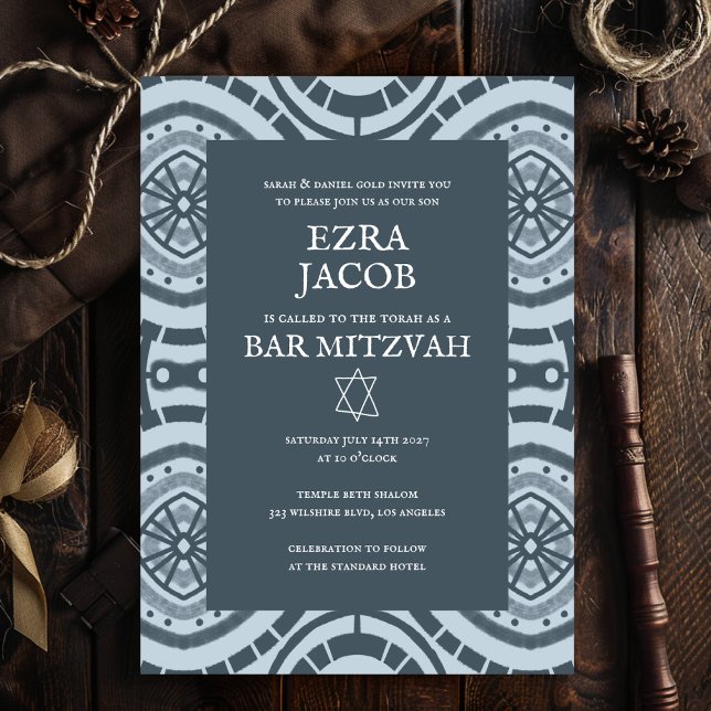 Modern Boho Mönster Anpassningsbar B'nai Fladdermu Inbjudningar (Modern Boho Pattern Custom B'nai Bat Bar Mitzvah Invitation
)