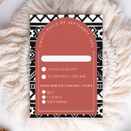 Modern Boho Mönster Bröllop Arch Coral OSA Kort