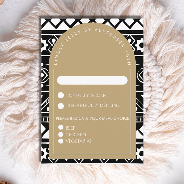 Modern Boho Mönster Bröllop Arch Guld OSA Kort (Skapare uppladdad)