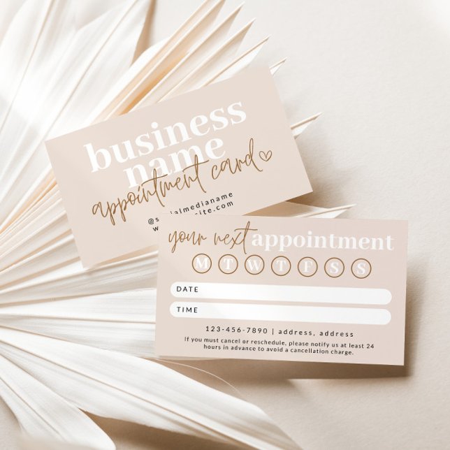 Modern Boho Möte påminnelse Tidsbeställning Kort (Appointment Reminder Card)