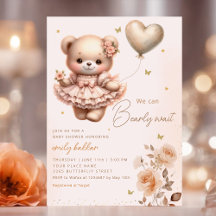 Modern Boho Nalle Balloon Girl Baby Shower