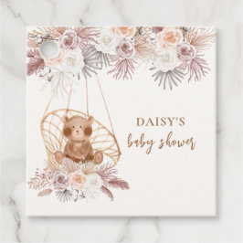 Modern Boho Nalle Pampas Baby Shower Gåvor Etiketter