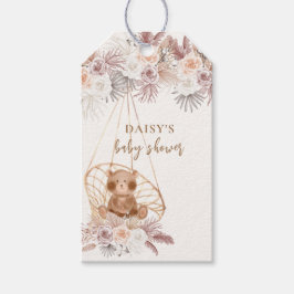 Modern Boho Nalle Pampas Baby Shower Presentetikett