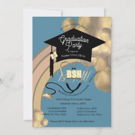 Modern Boho Neutralt Arc Blue Nurse Grad Party Inbjudningar