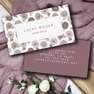 Modern Boho Neutralt Flowers Visitkort