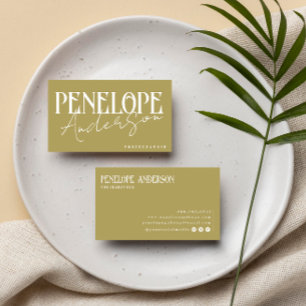 Modern Boho Neutralt Sage Grönt TRENDIG ELEGANT Visitkort
