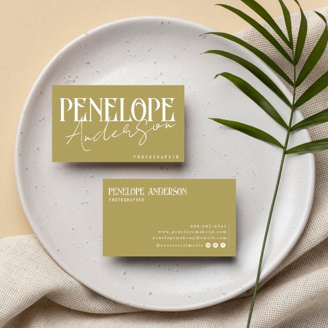 Modern Boho Neutralt Sage Grönt | TRENDIG ELEGANT Visitkort (Skapare uppladdad)
