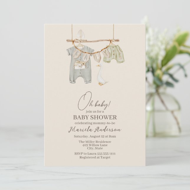 Modern Boho Nursery Mobile Baby Shower-inbjudan Inbjudningar (Stående Fram)