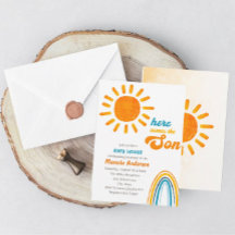 Modern Boho Nursery Mobile Baby Shower-inbjudan