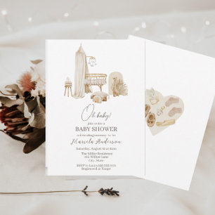 Modern Boho Nursery Mobile Baby Shower Inbjudningar
