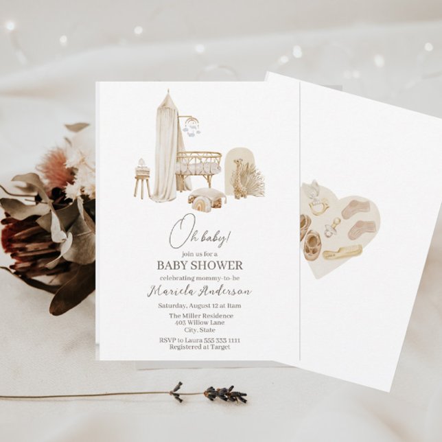 Modern Boho Nursery Mobile Baby Shower Inbjudningar (Skapare uppladdad)