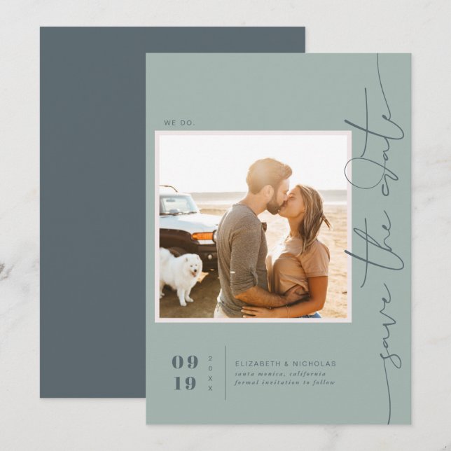 Modern Boho Ocean Glas | Foto Spara Datum Datumet (Fram/baksida)