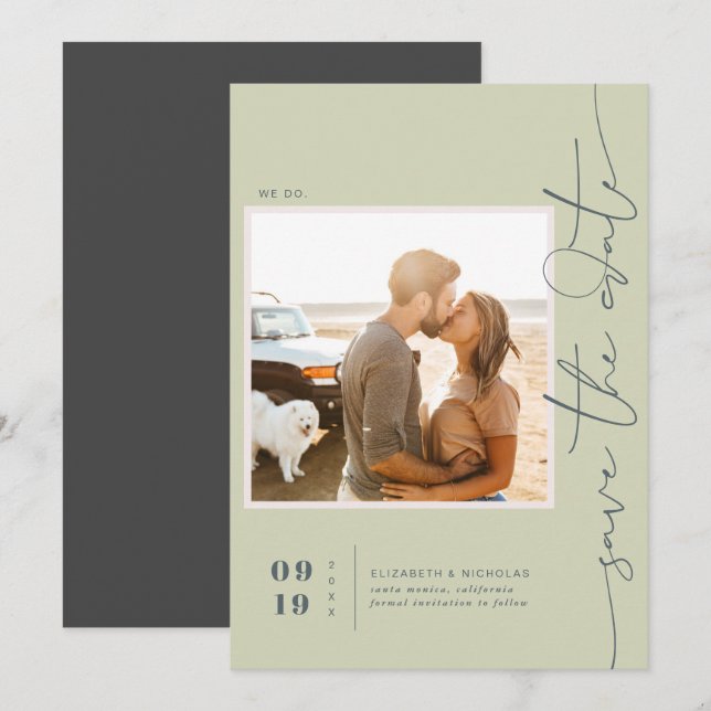 Modern Boho Ocean Glass | Spara datum i foto Datumet (Fram/baksida)