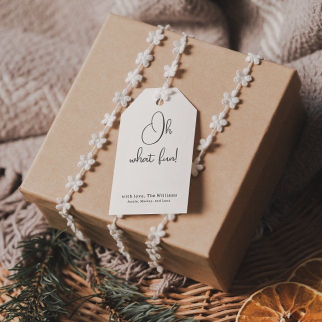 Modern Boho Oh What Roligt Family Gift Märkres Presentetikett (Skapare uppladdad)