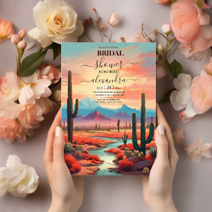 Modern Boho Öken Berg Bröllopsdusch Inbjudningar