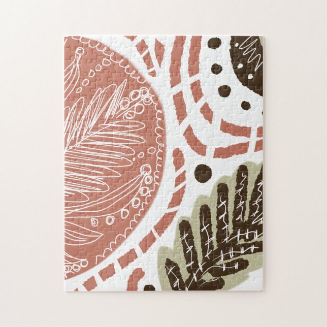 Modern Boho Organisk Klotter Brun Pussel (Vertikal)