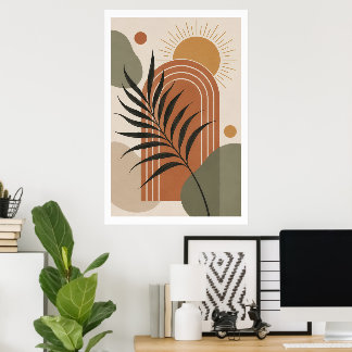 Modern Boho Palmbladskonstaffisch Poster