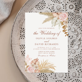 Modern Boho Pampas Blommig Bröllopsinbjudan Inbjudningar