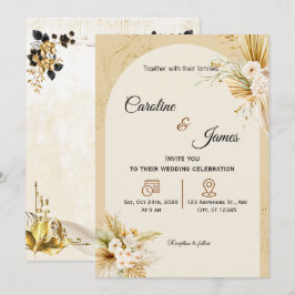 Modern Boho Pampas Grass Arch Wedding Invitation Inbjudningar