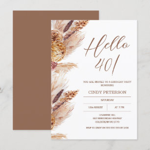 Modern Boho Pampas Grass Birthday-inbjudan Inbjudningar